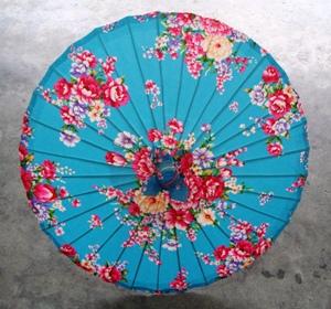 客家藍布牡丹花傘