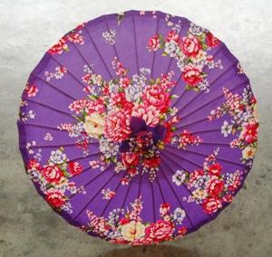 客家紫布牡丹花傘